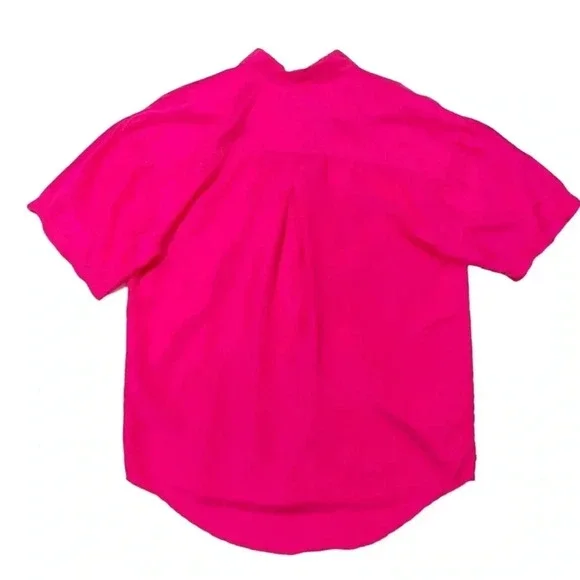 Vintage Fulin Hot Pink Silk Button Up Blouse - Picture 3 of 3
